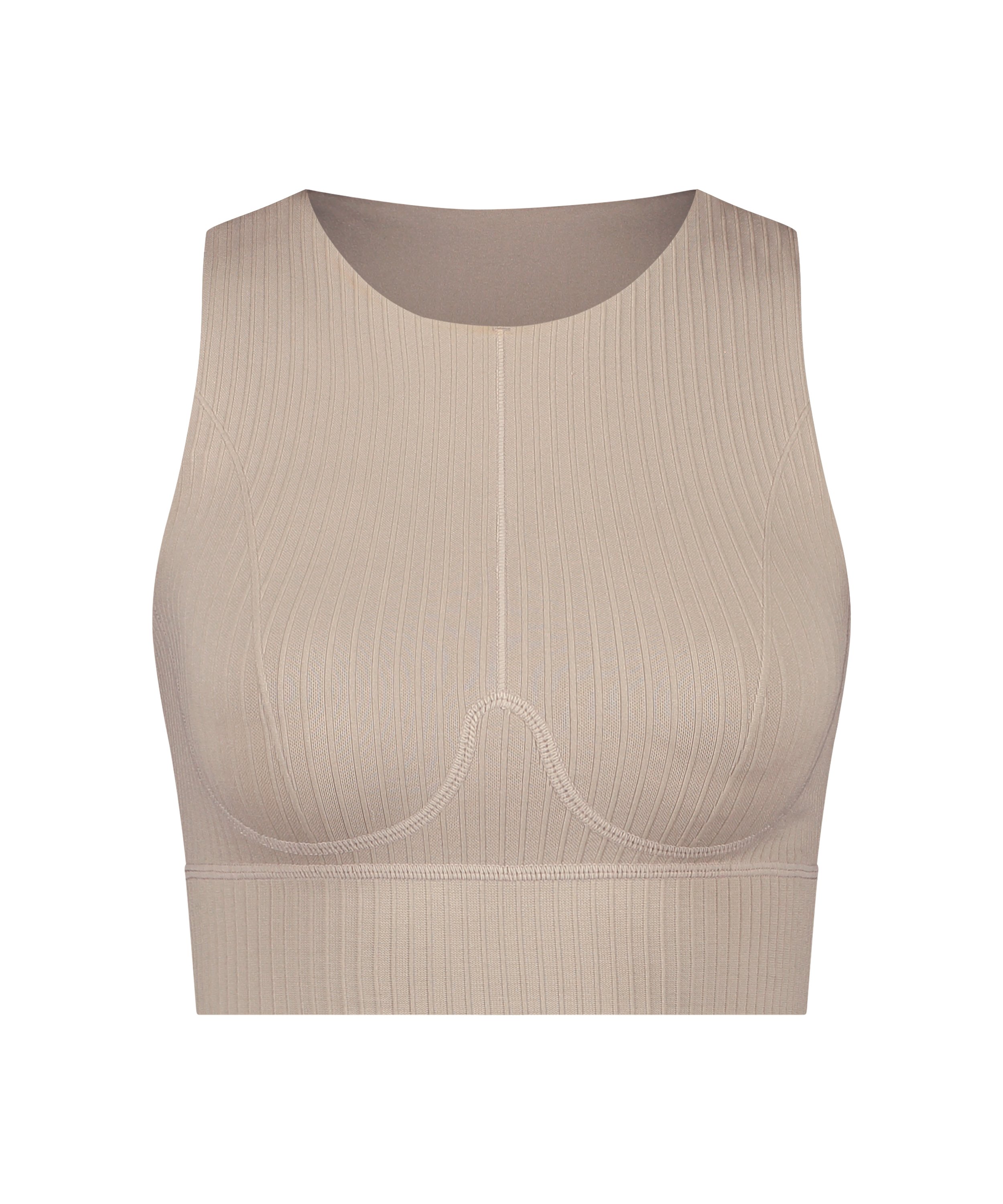 Biustonosz sportowy bezszwowy HKMX Zebra, Beżowy, main