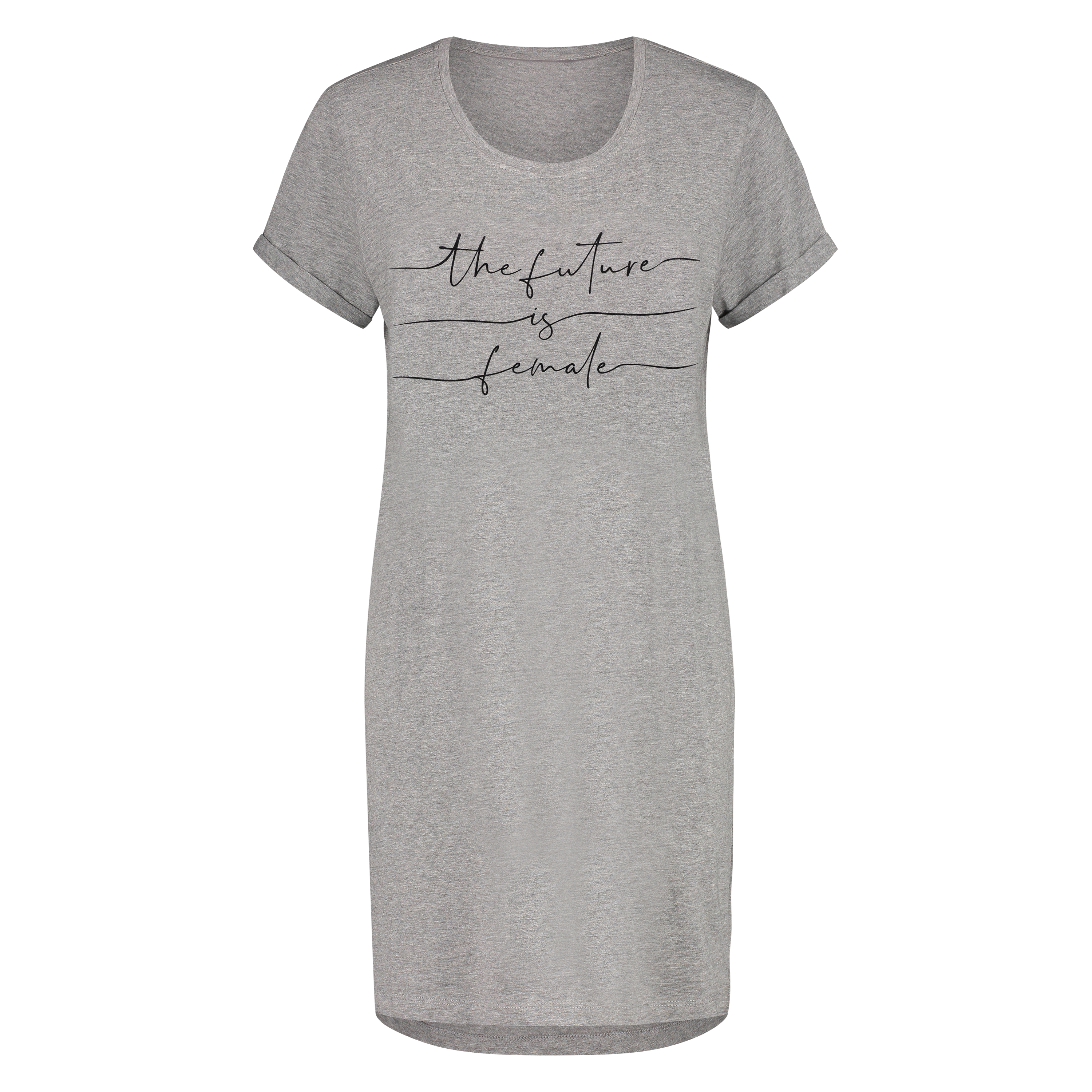 Koszula nocna z okrągłym dekoltem, Szary, main