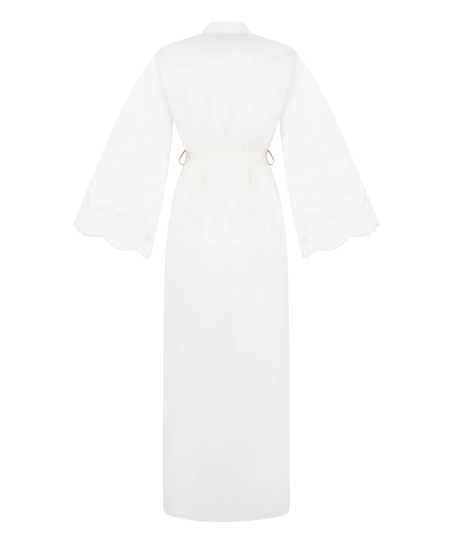 Długie satynowe kimono Valerie, Biały