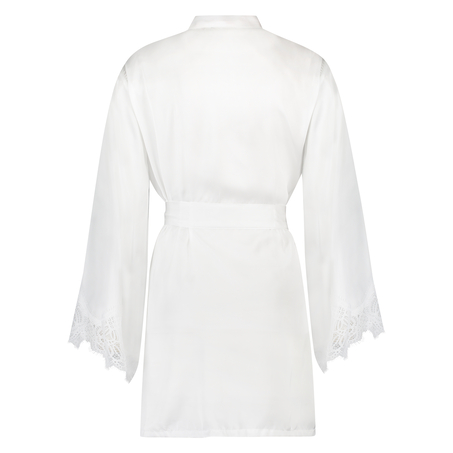 Lace Satin Kimono, Biały