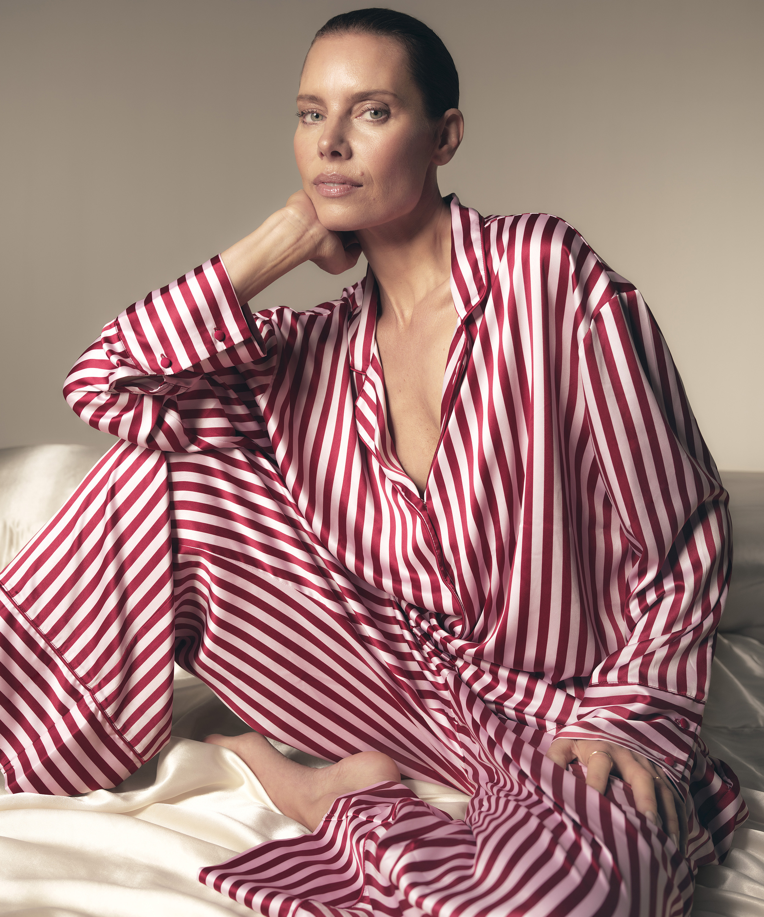 Spodnie z satyny, R&oacute;żowy, main