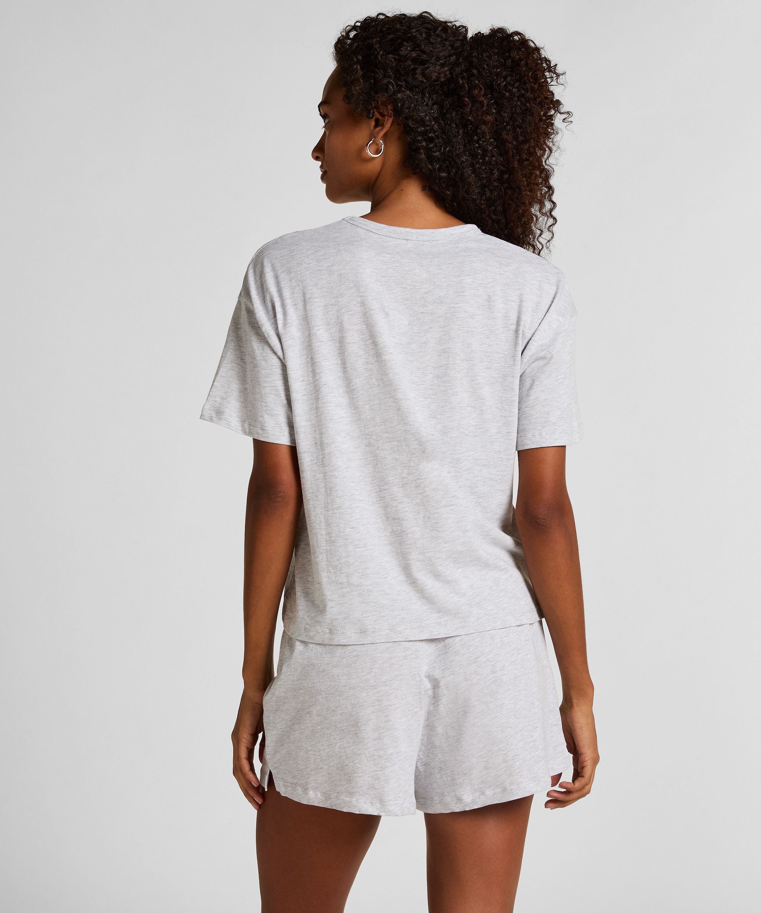 Zestaw piżamowy z dżerseju w serca, Szary, main