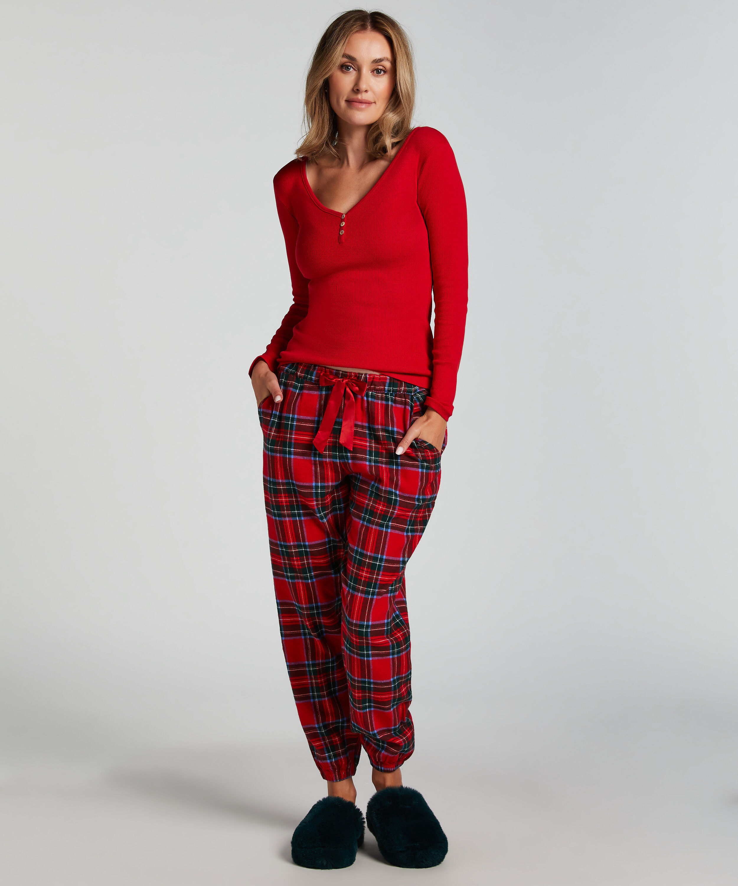 Piżama we wz&oacute;r Flannel, Czerwony