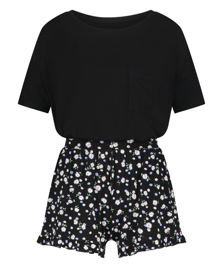 Zestaw piżamowy z szortami, Czarny