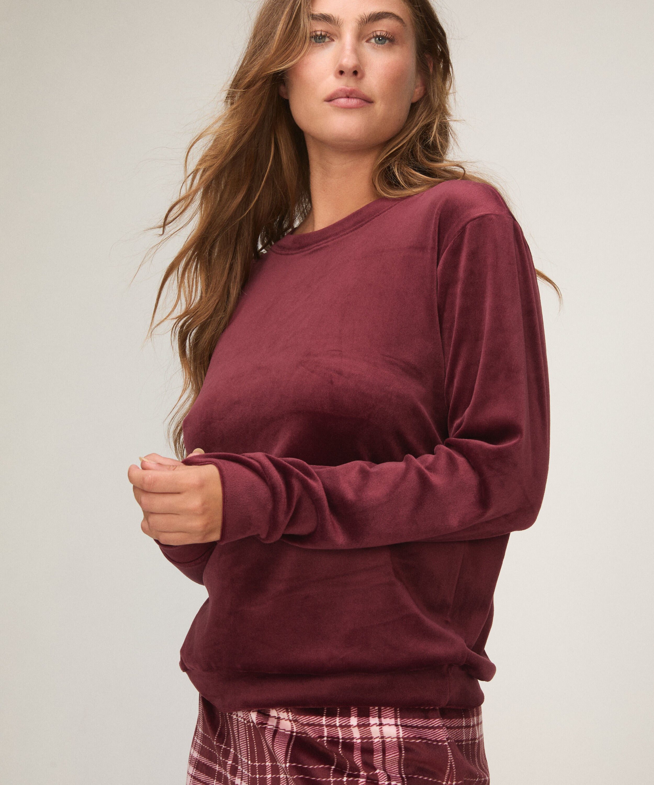 Komplet Piżamy Welurowy, Fioletowy