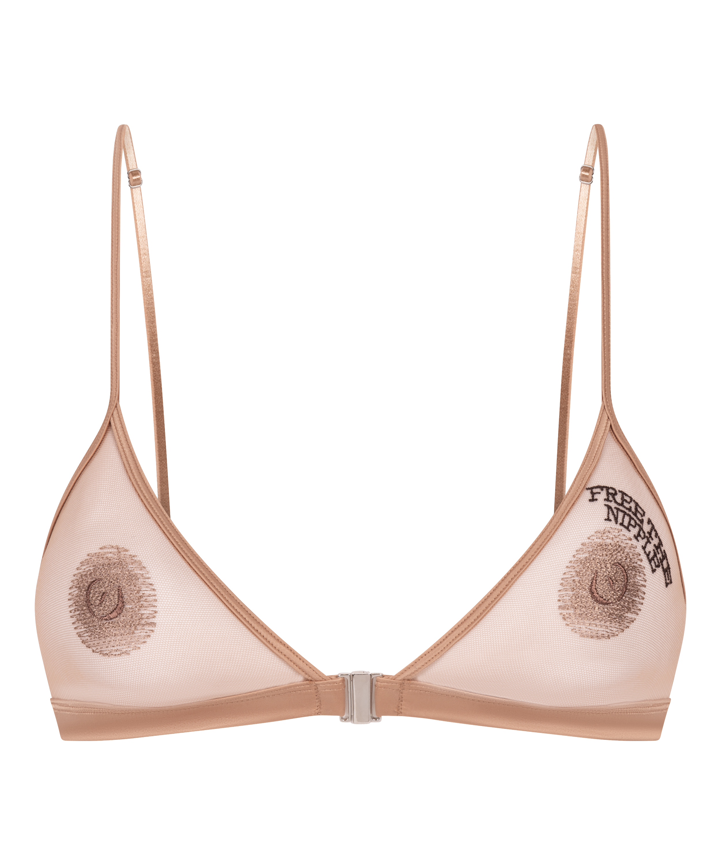 Biustonosz bralette z odsłoniętymi sutkami, Brązowy, main