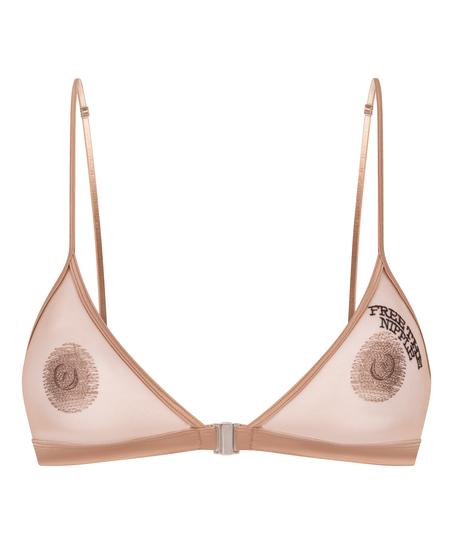 Biustonosz bralette z odsłoniętymi sutkami, Brązowy