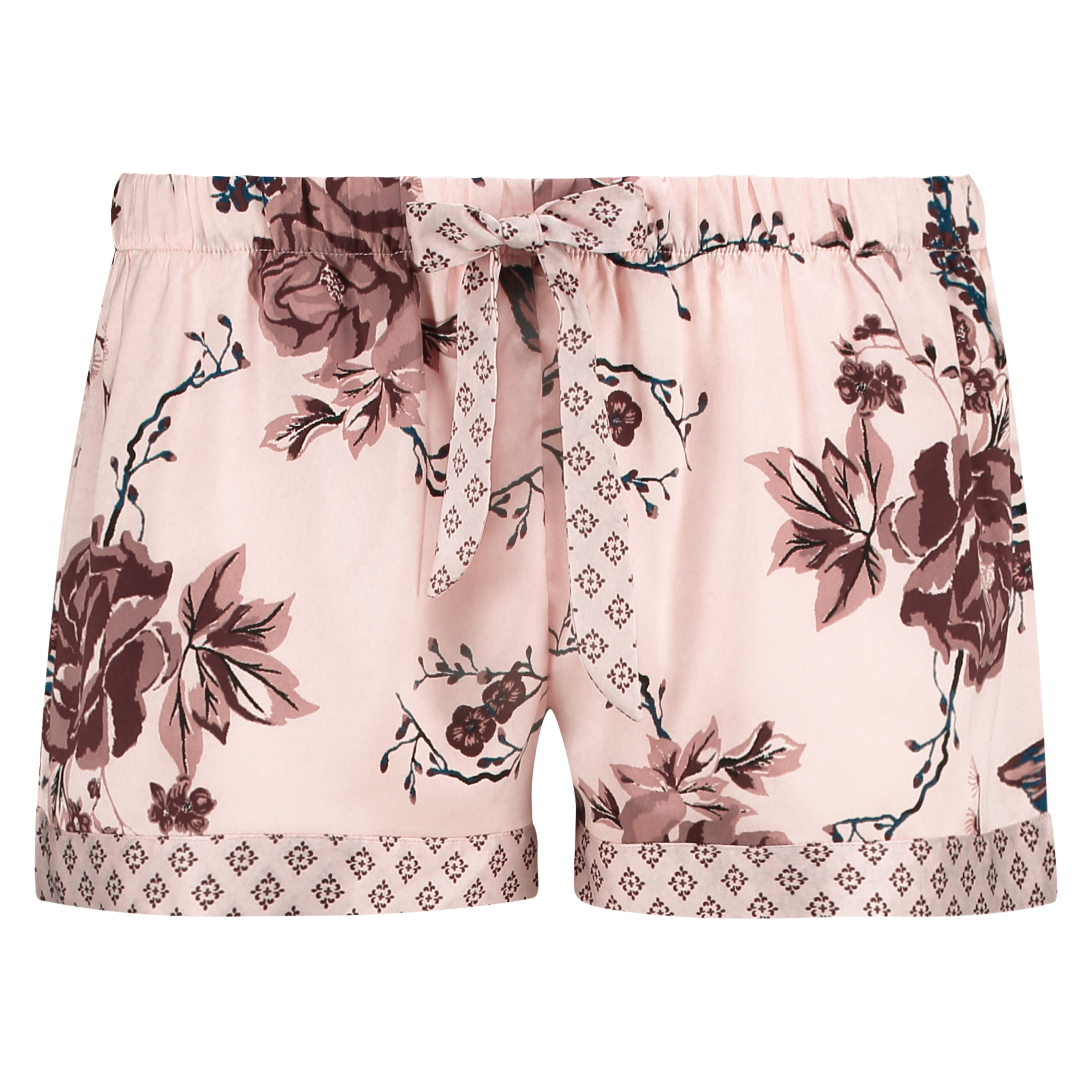 Satin Lace Pyjama Shorts, R&oacute;żowy, main