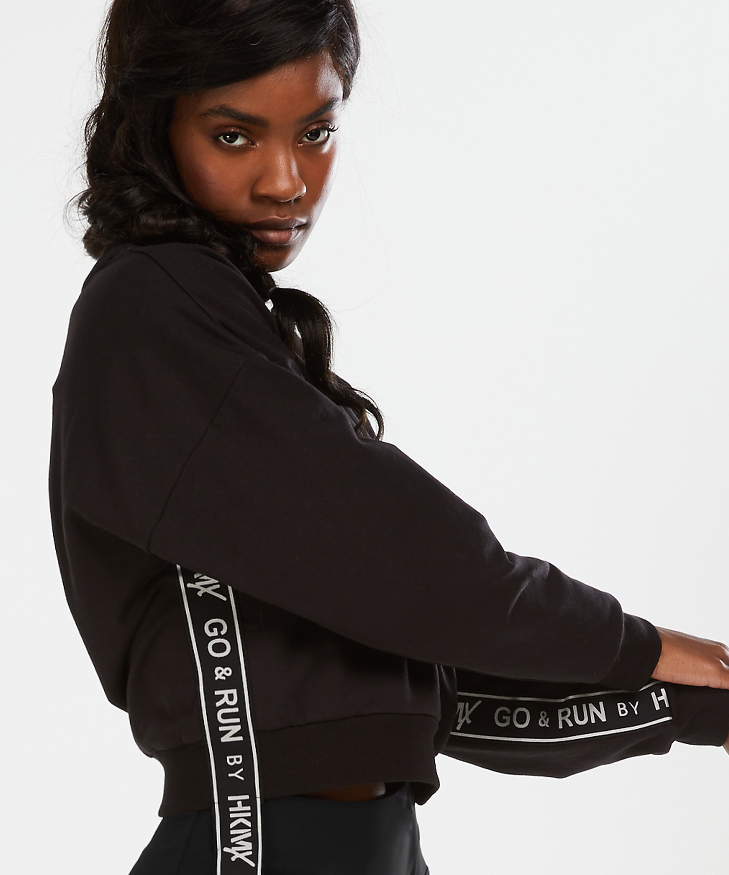 HKMX cropped sweater, Czarny, main