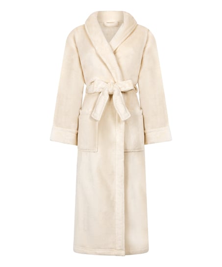 Miękki szlafrok polarowy, Biały