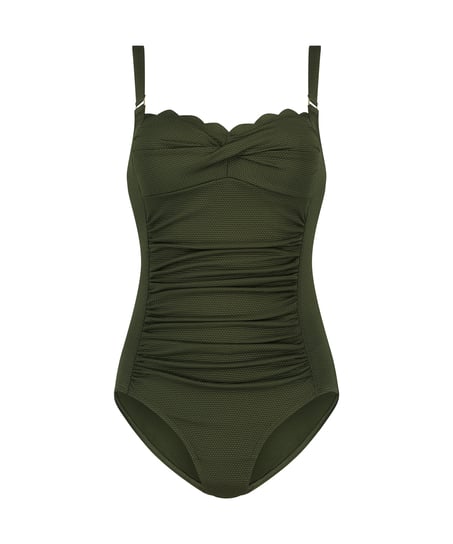 Str&oacute;j kąpielowy z falowanym brzegiem, Zielony