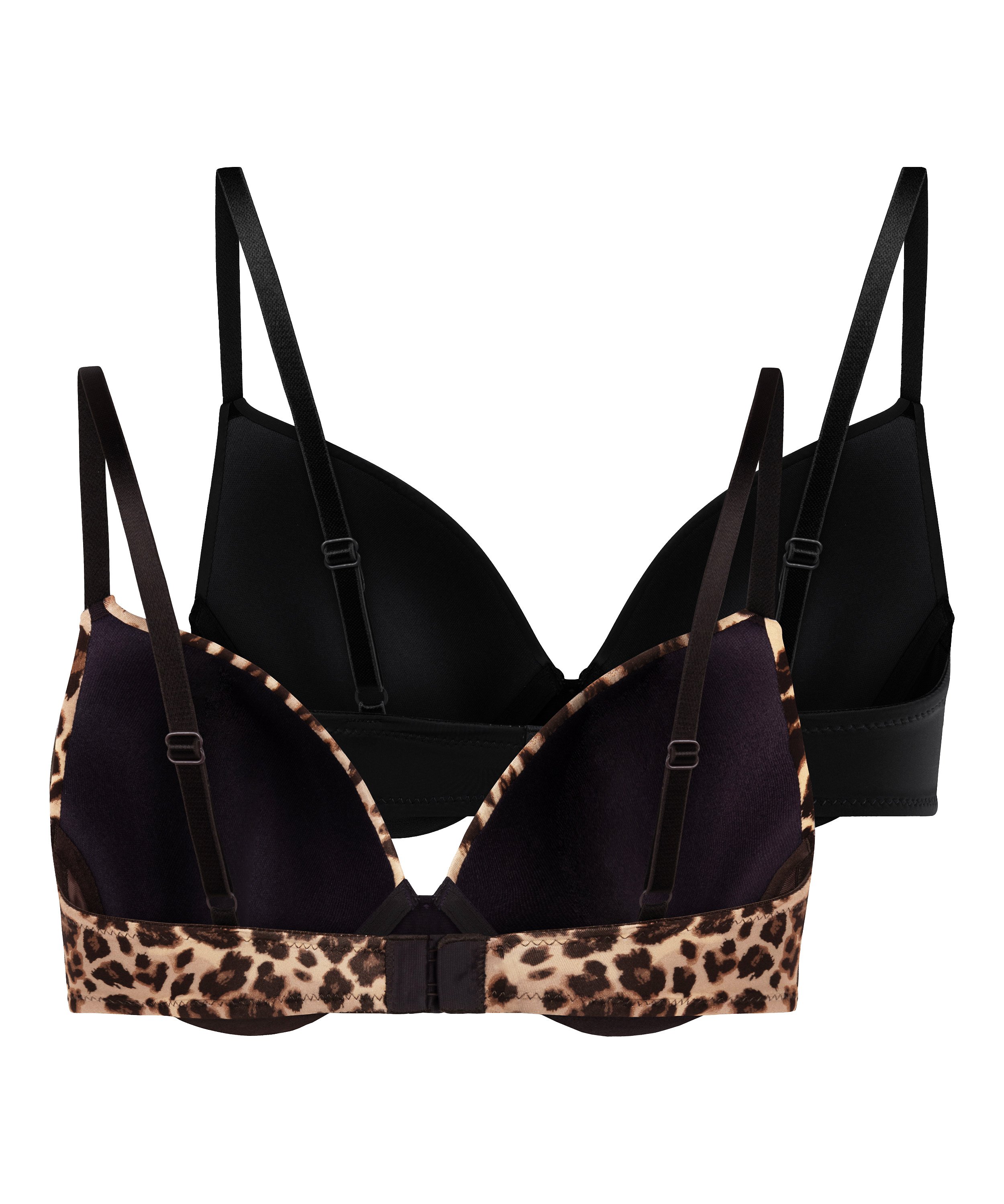 2 sztuki biustonoszy usztywnianych z fiszbinami, Czarny, main