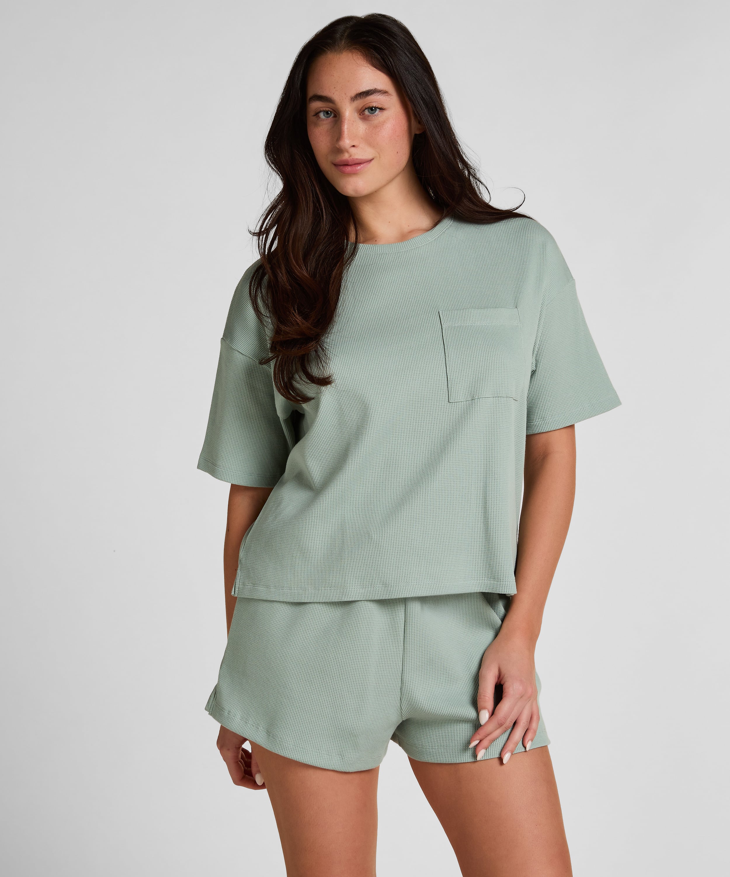 Pyjama Top Waffle, Zielony, main