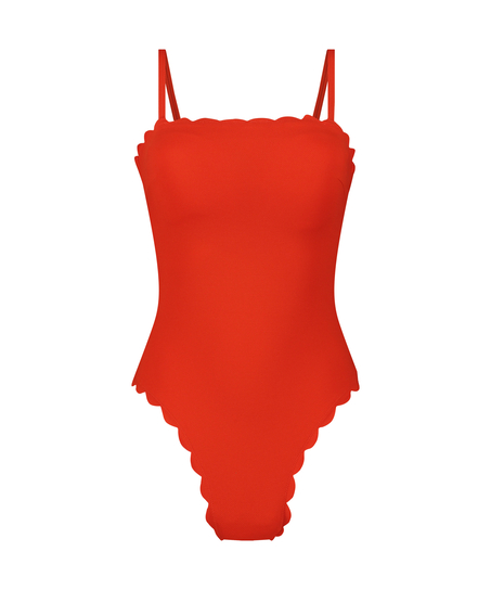 Kostium kąpielowy Bandeau Scallop, Czerwony