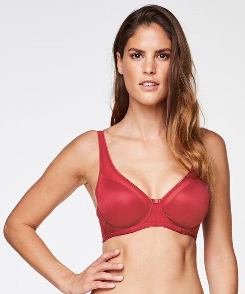 Nealie Non-Padded Underwired Minimizer Bra, Czerwony