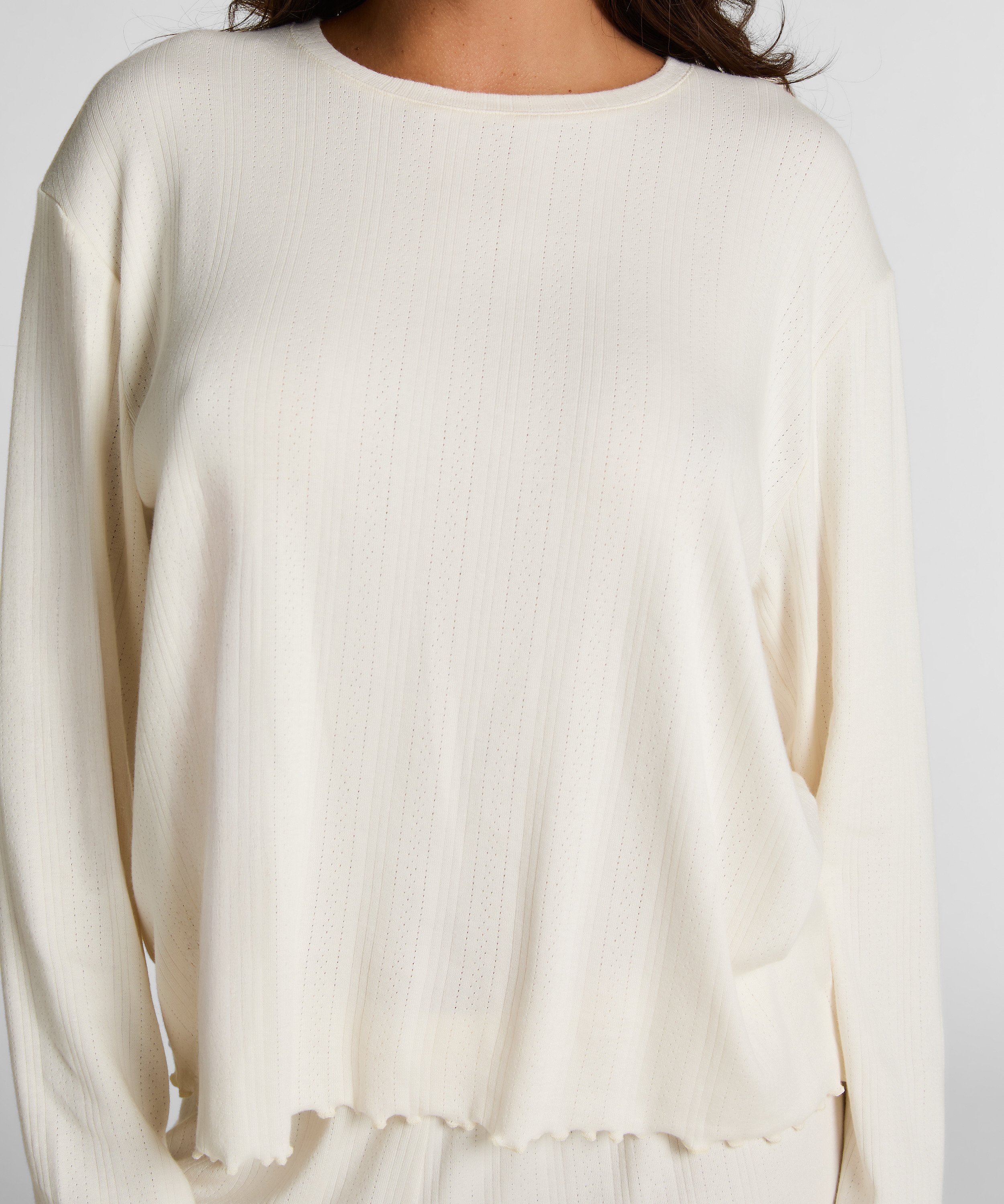 Piżama Top Loose Pointelle, Biały, main