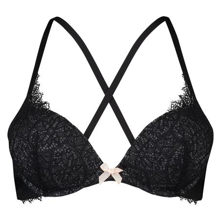 Padded underwired push-up bra Acantha, Czarny