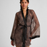 Kimono z siateczki w panterkę, Czarny