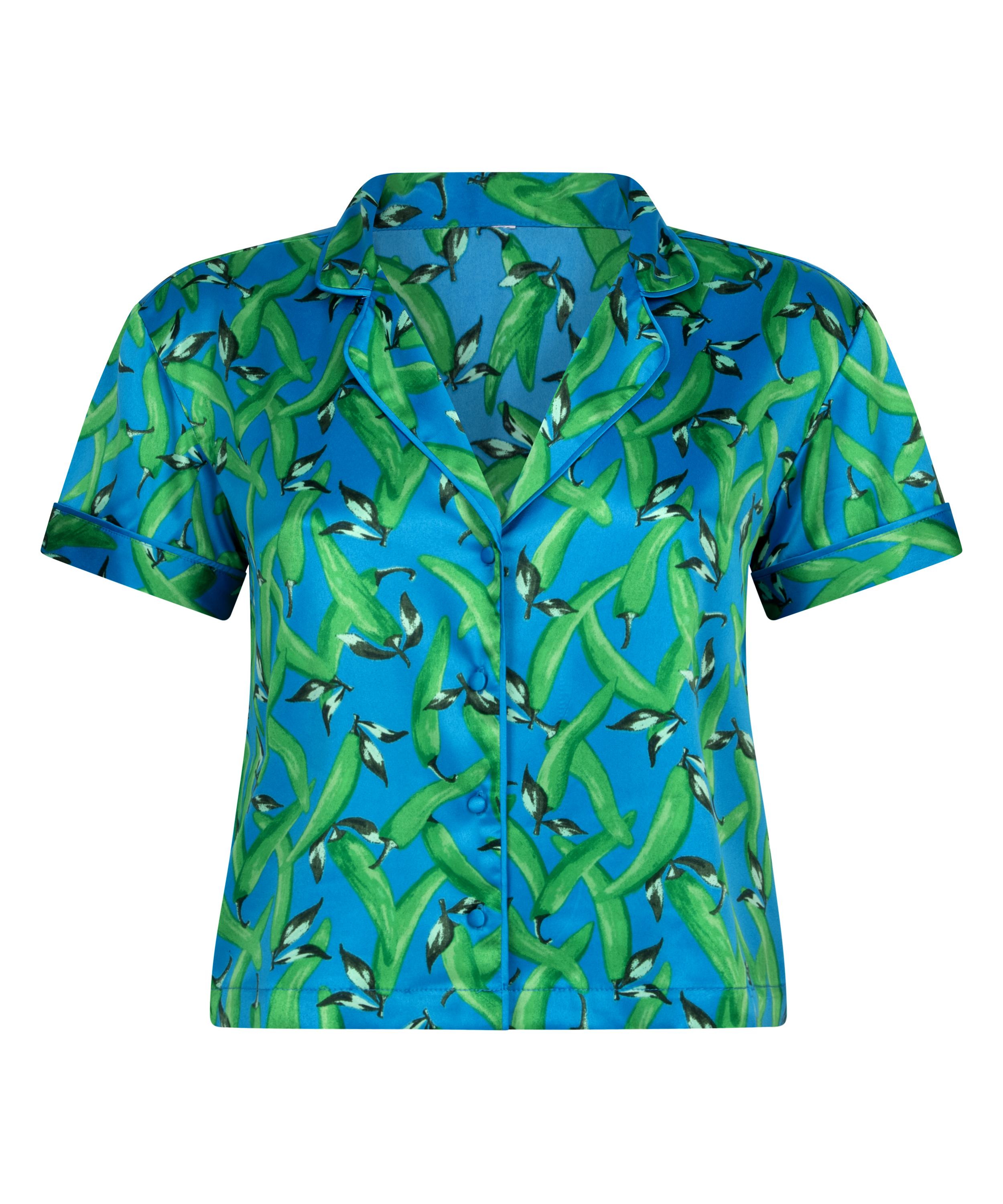 Satynowa narzutka Peppers z kr&oacute;tkim rękawem, Niebieski, main