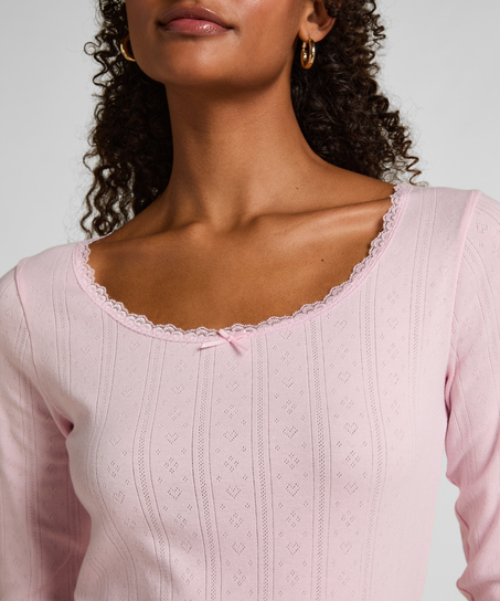 Top od piżamy Pointelle, Różowy