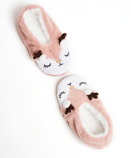 Reindeer Cosy Ballerina Slippers, R&oacute;żowy