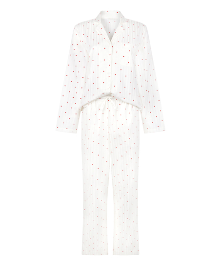 Zestaw piżamowy bawełniany serca, Biały