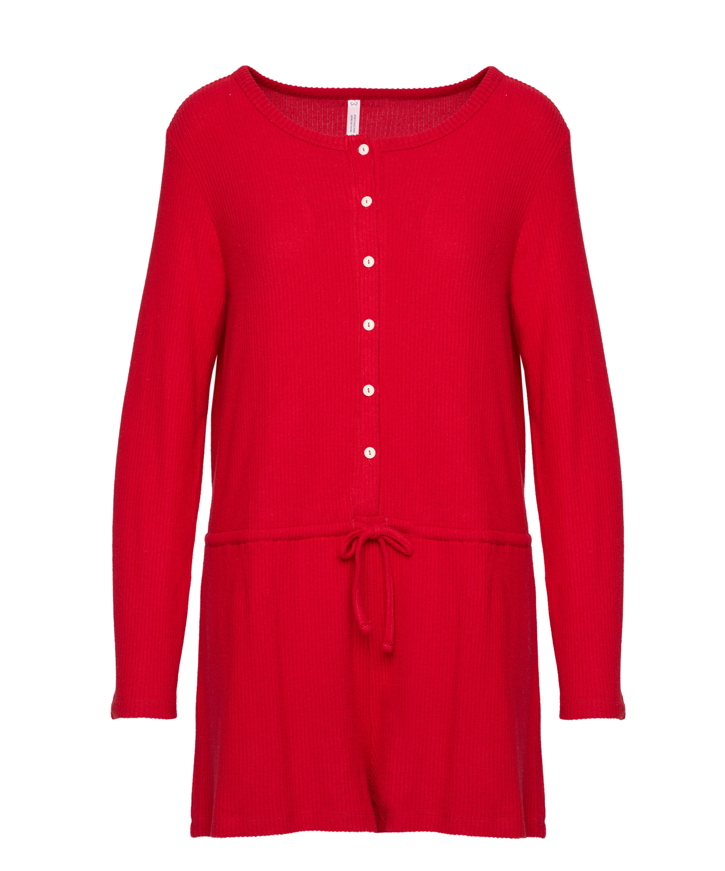Kr&oacute;tkie onesie z dżerseju w prążki, Czerwony