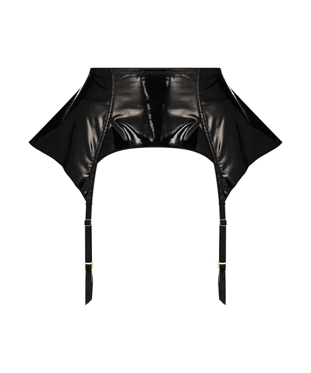 Podwiązki Wet Look Private, Czarny