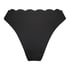 Majtki Bikini Wysoko Krojona Scallop, Czarny