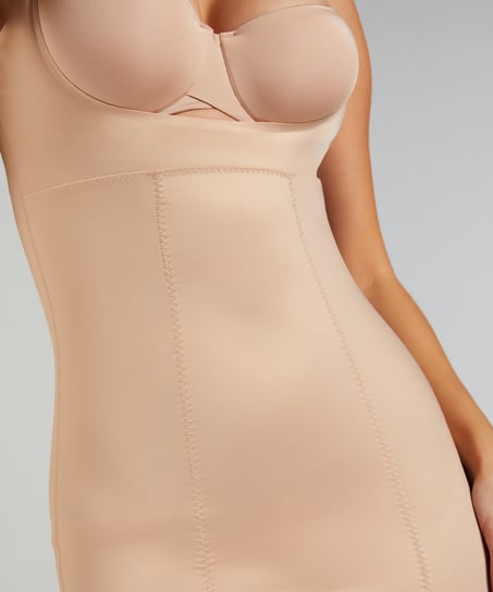 Obcisła sukienka wyszczuplająca, Beżowy