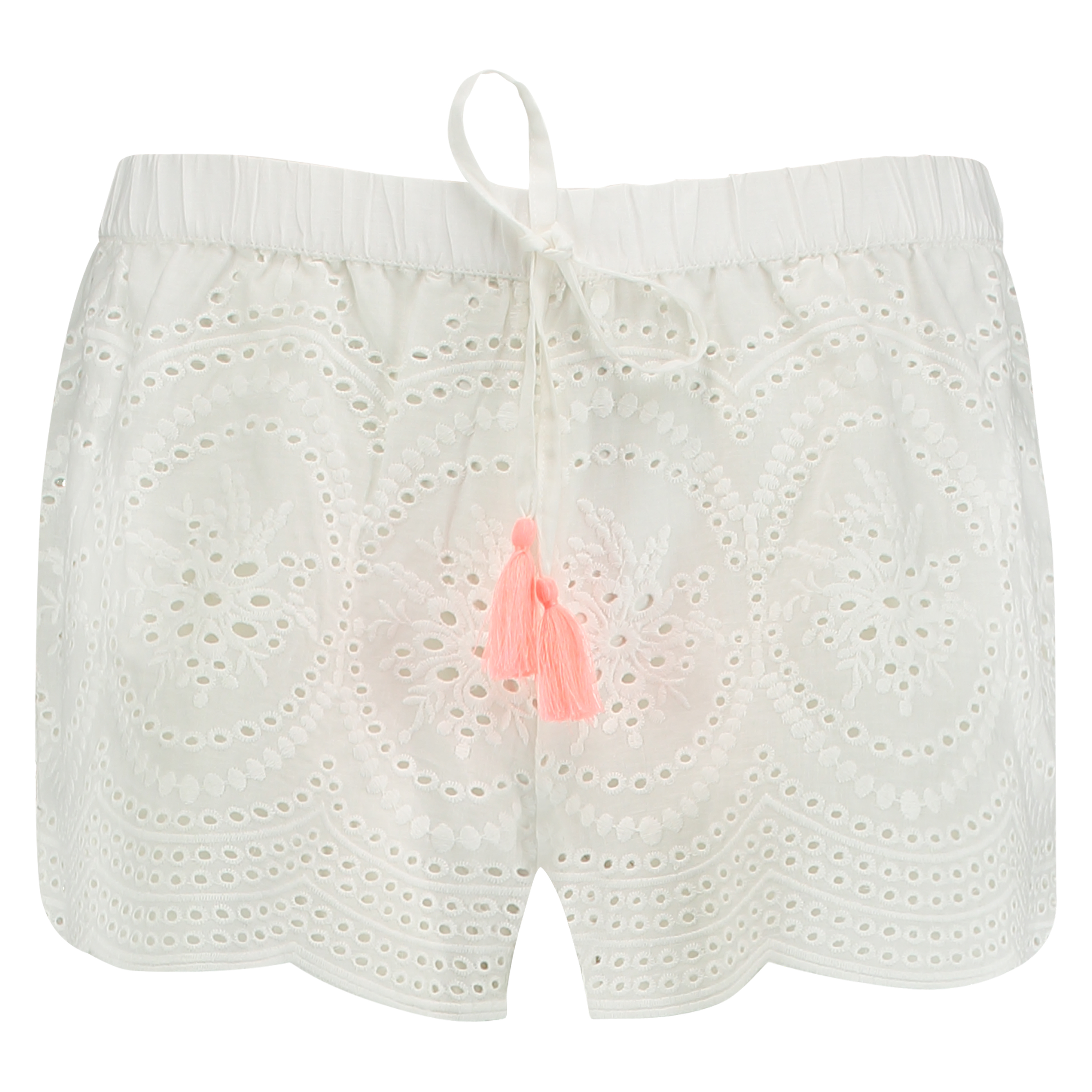Broderie Anglaise Pyjama Shorts, Biały, main