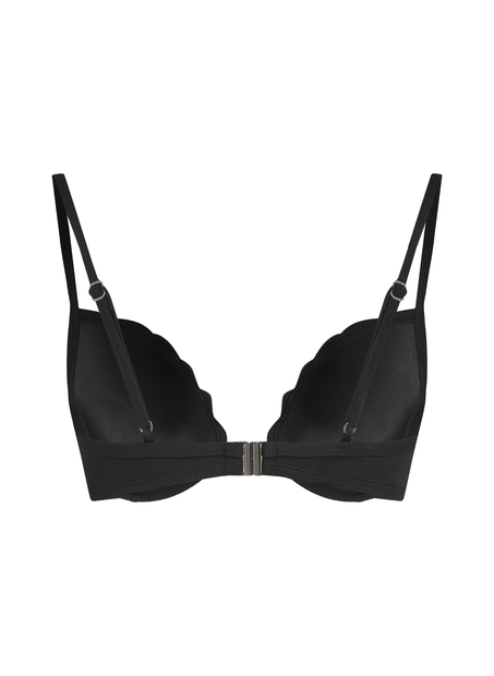 G&oacute;ra od bikini push-up z fiszbinami, z falowanym brzegiem, miseczki A &ndash; E, Czarny