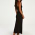 Long slip dress Modal lace, Czarny