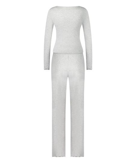 Koronkowa piżama z długim rękawem, Szary