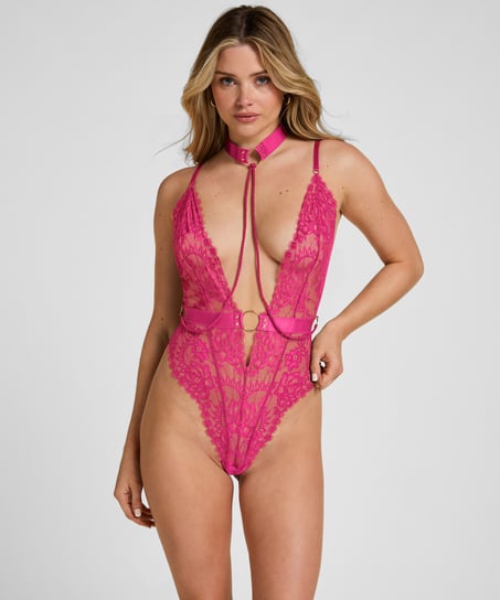 Body z otwartym krokiem Brandy Private, R&oacute;żowy