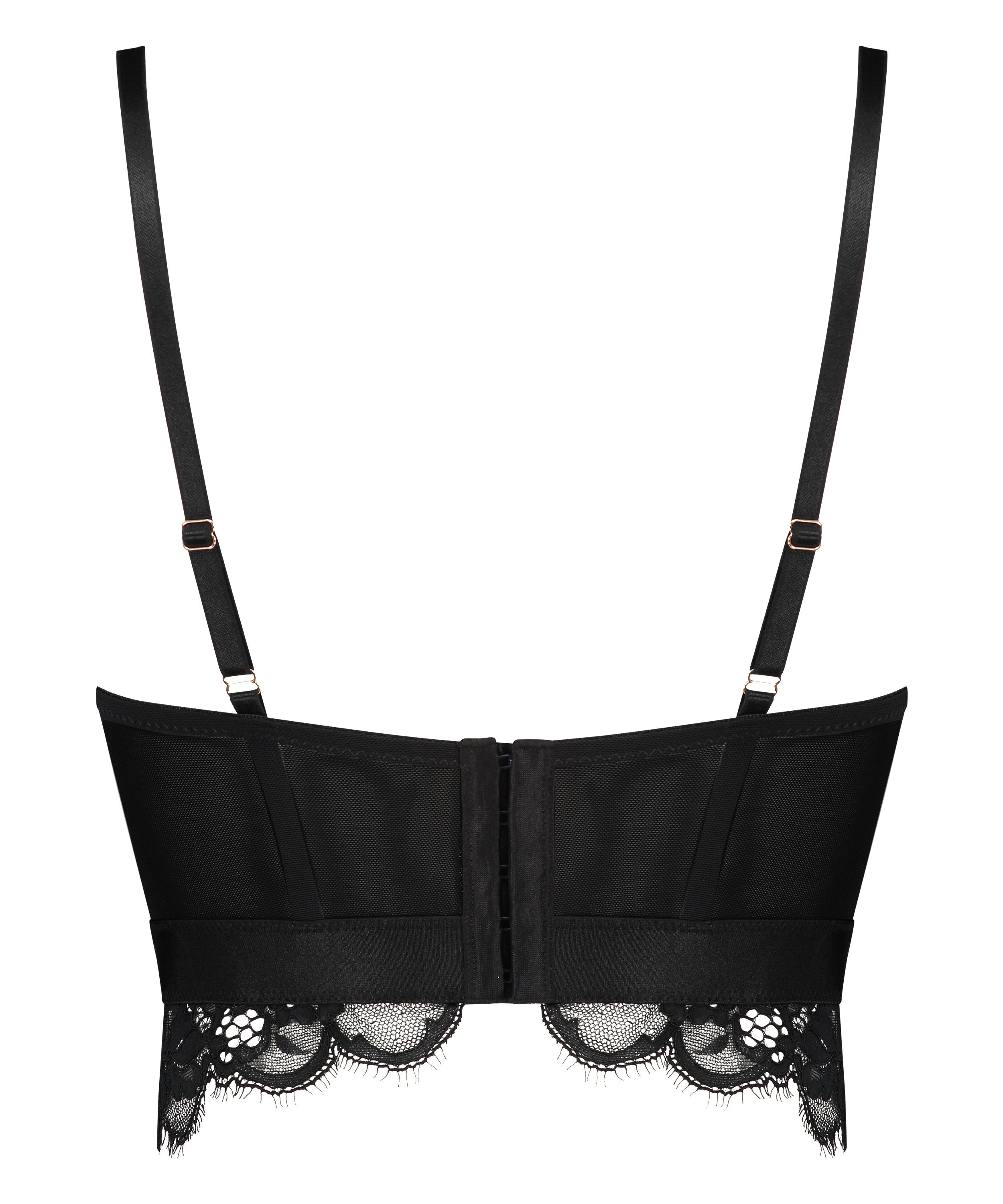 Usztywniany biustonosz z fiszbinami Longline Heather, Czarny, main