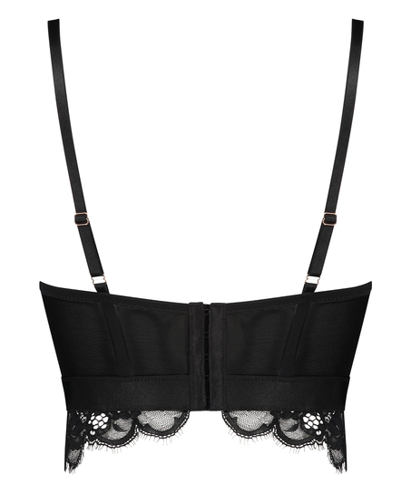 Usztywniany biustonosz z fiszbinami Longline Heather, Czarny