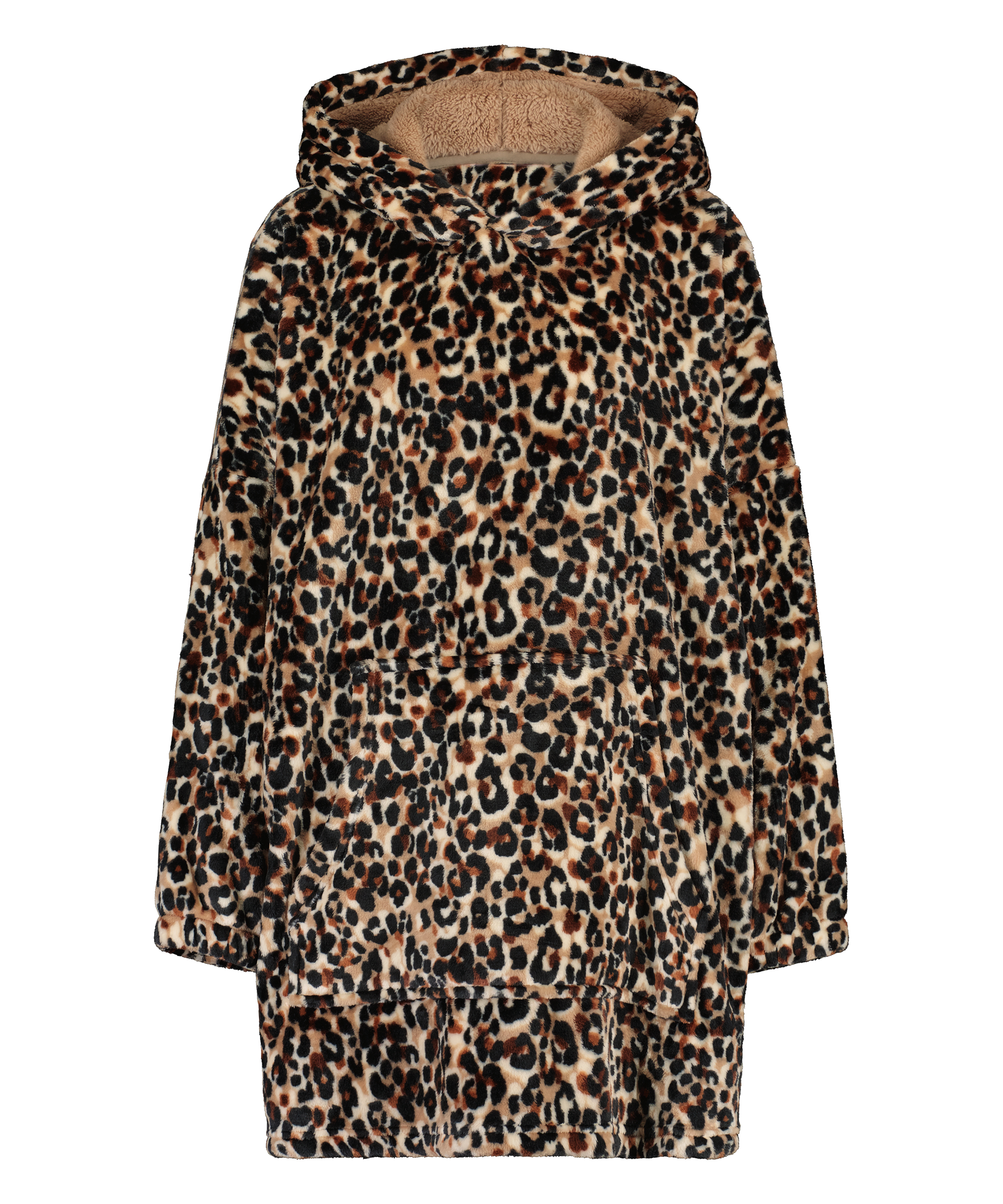 Flanelowa bluza z kapturem, Brązowy, main