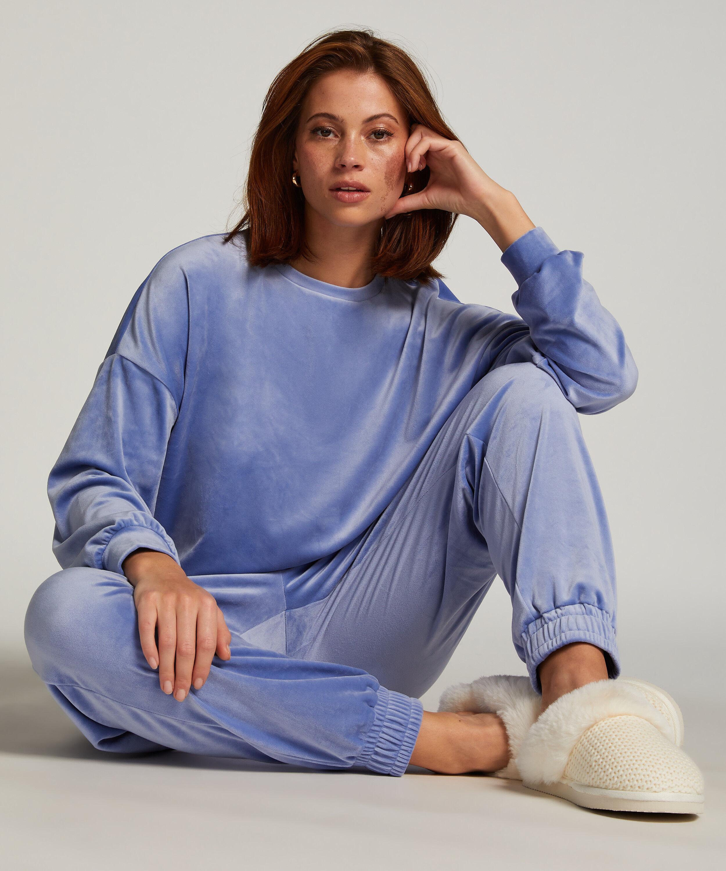 Welurowy top, Niebieski