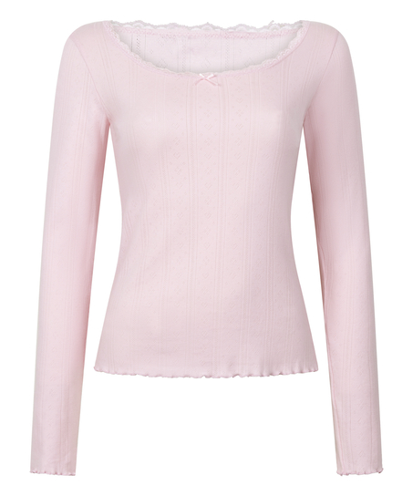 Top od piżamy Pointelle, R&oacute;żowy