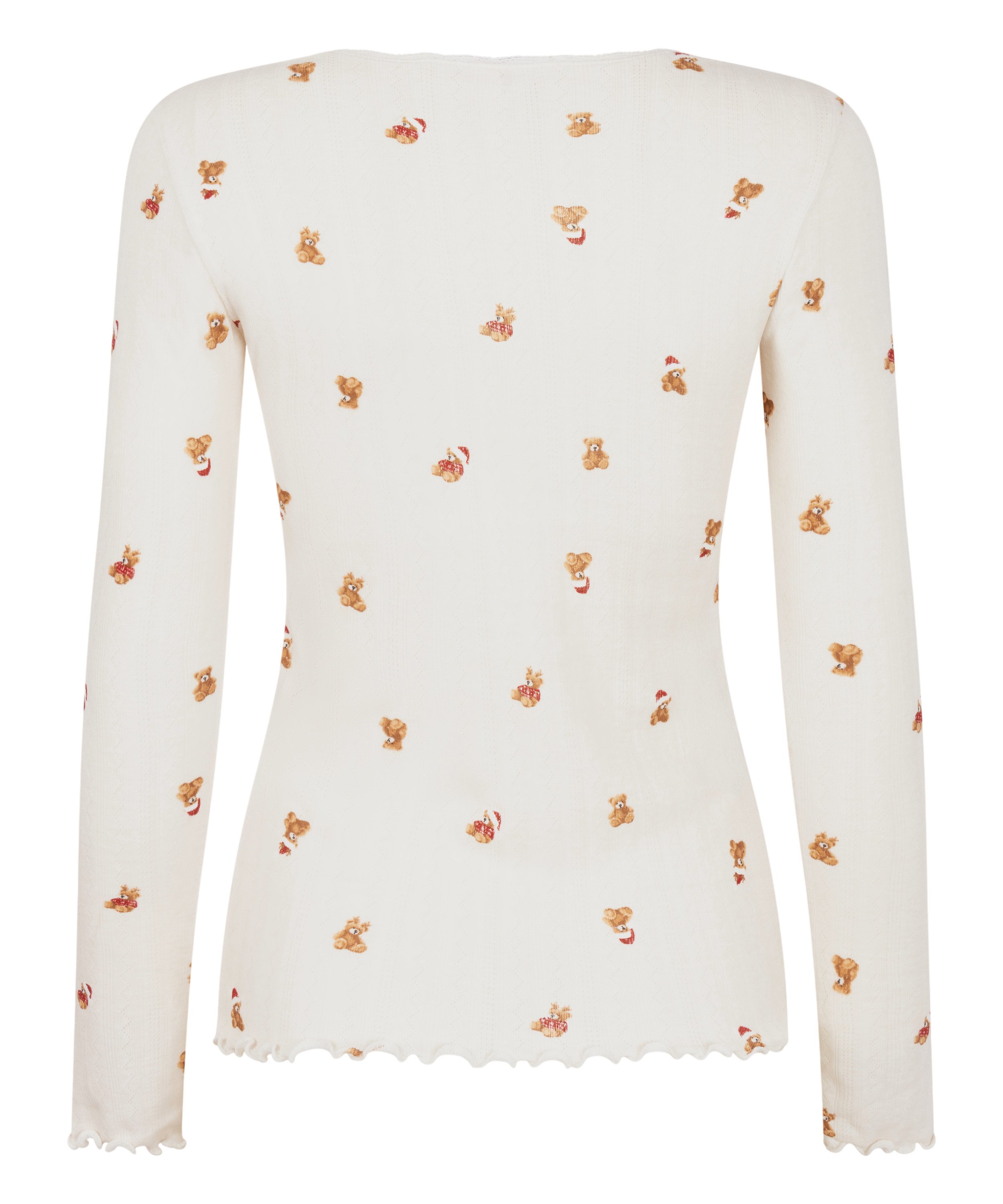 G&oacute;ra od piżamy z długim rękawem Pointelle, Biały, main