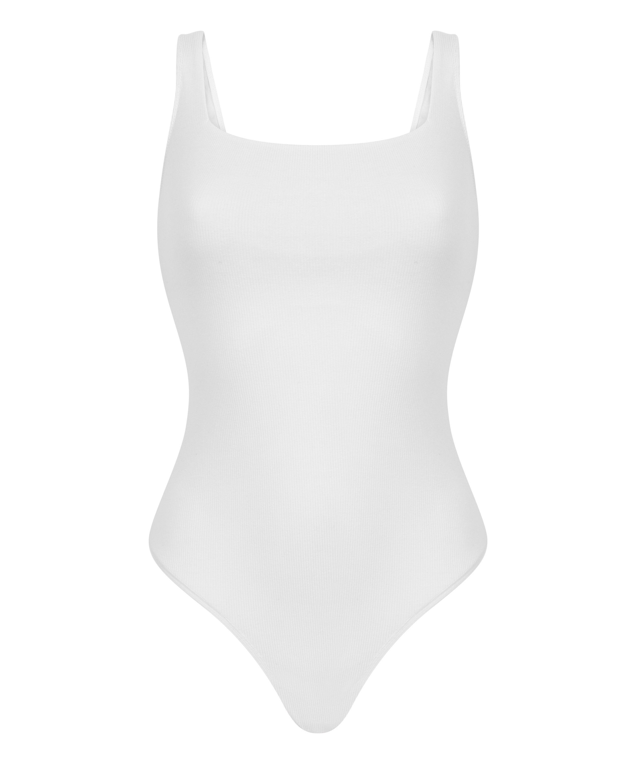 Prążkowane bawełniane body, Biały, main