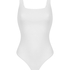 Prążkowane bawełniane body, Biały