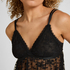 Babydoll Darcy z Kwiatowej Koronki, Czarny