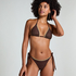 Majtki Bikini Cheeky Tanga Crochet, Brązowy