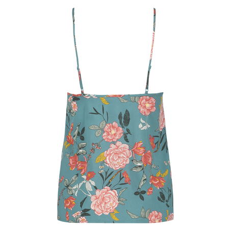 Top na ramiączkach z tkaniny w kwiaty, Zielony