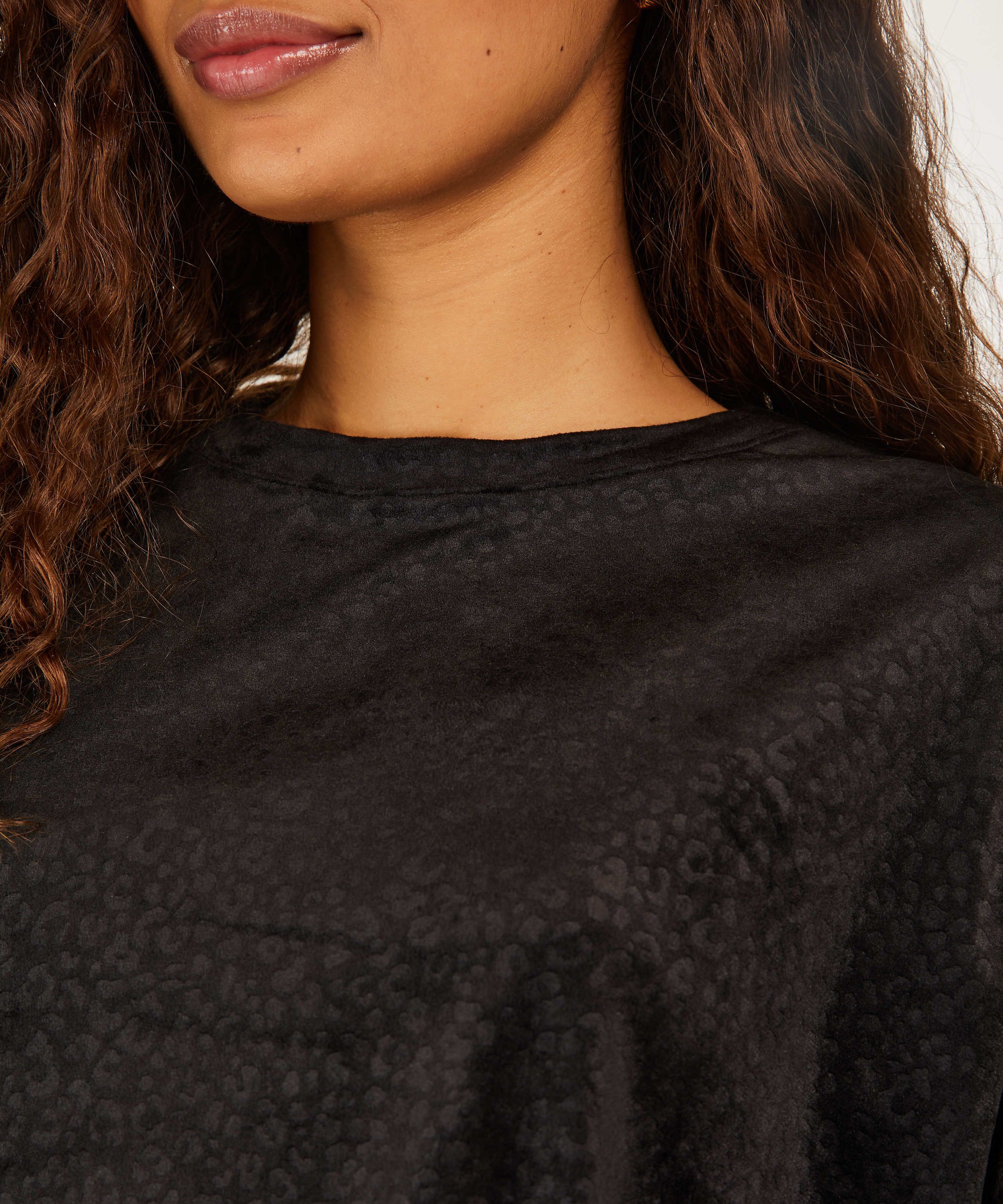 Welurowy top, Czarny, main