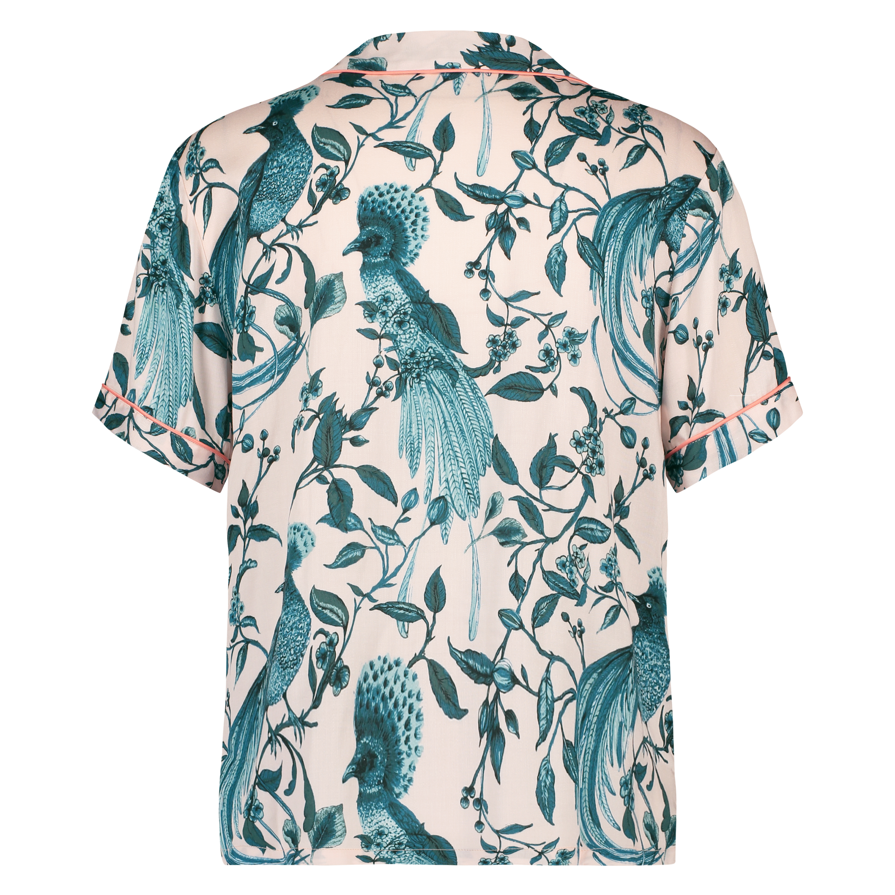 Woven Pyjama Jacket Short Sleeves, Różowy, main