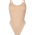 Bezszwowe wzmacniające body z wysokimi wycięciami, Beżowy