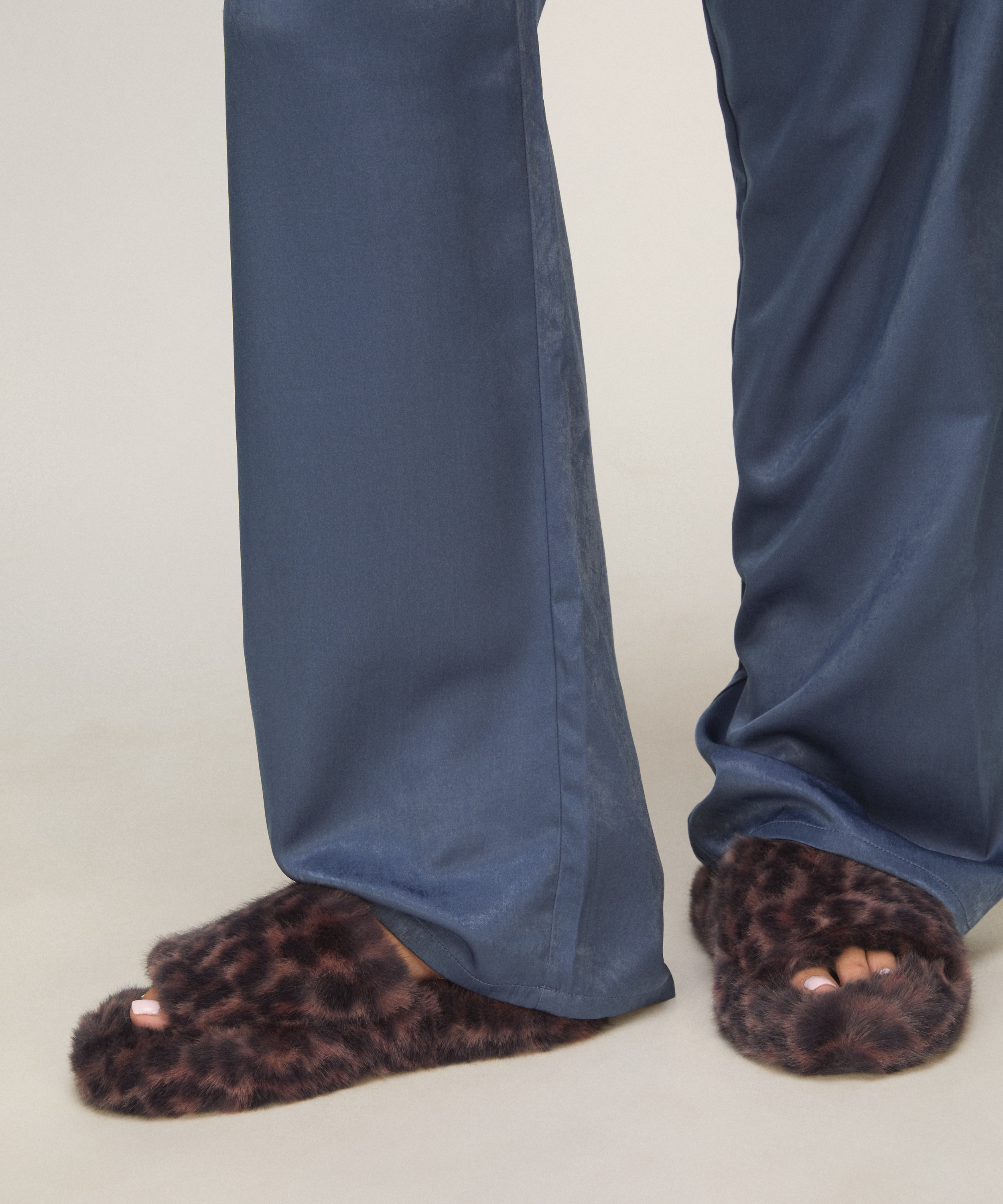 Kapcie Sztuczne Futro Leopard, Brązowy, main